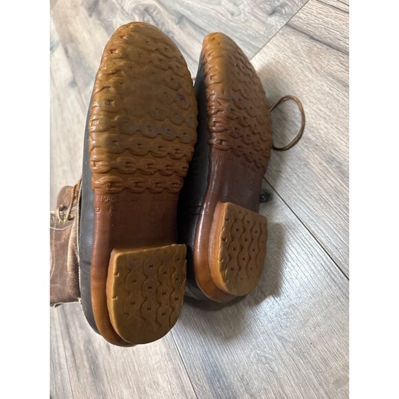 L.L. Bean Brown Leather Duck Boots L 9 Raw Hide Lace-Up Waterproof Outdoor Hunti - Picture 9 of 13